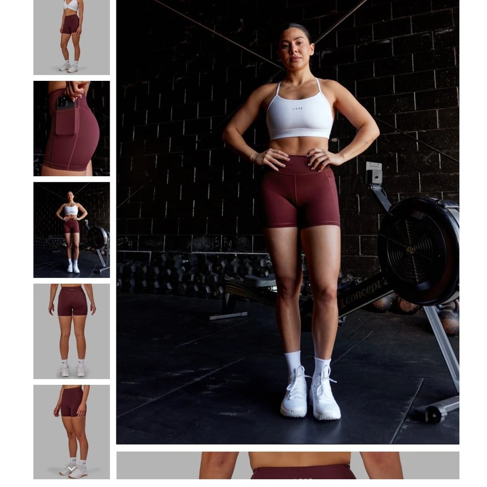 LSKD Elite X-Shorts Dark Cherry Burgundy High Waisted Athletic Pockets NEW NWT